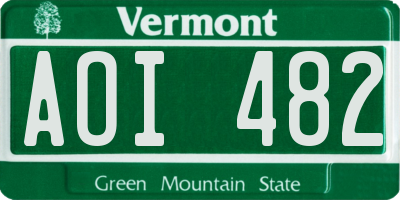 VT license plate AOI482