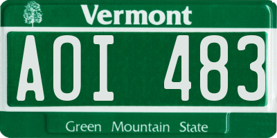 VT license plate AOI483