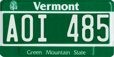 VT license plate AOI485
