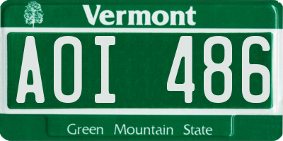 VT license plate AOI486