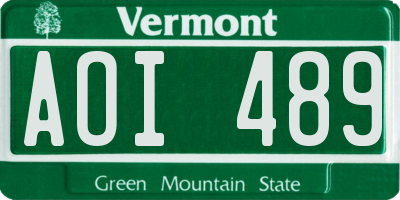 VT license plate AOI489