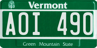 VT license plate AOI490