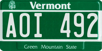 VT license plate AOI492