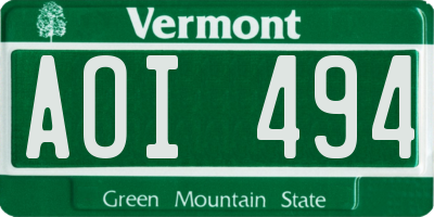 VT license plate AOI494