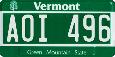 VT license plate AOI496