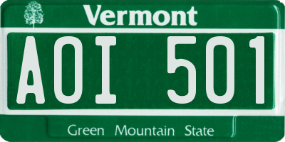 VT license plate AOI501