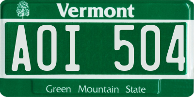 VT license plate AOI504
