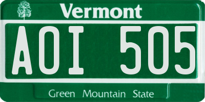 VT license plate AOI505