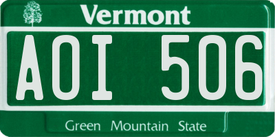 VT license plate AOI506