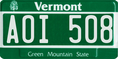 VT license plate AOI508