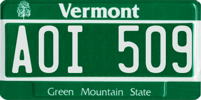 VT license plate AOI509