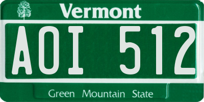VT license plate AOI512