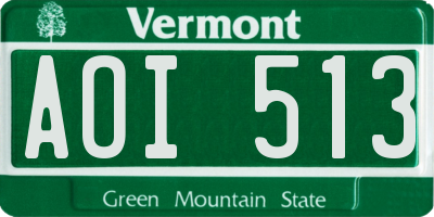 VT license plate AOI513