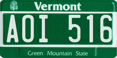 VT license plate AOI516