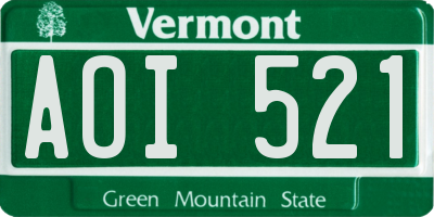 VT license plate AOI521