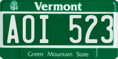 VT license plate AOI523