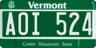VT license plate AOI524