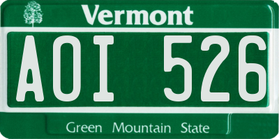 VT license plate AOI526
