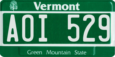 VT license plate AOI529