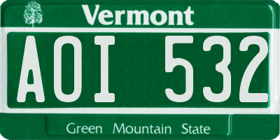 VT license plate AOI532