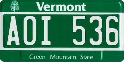 VT license plate AOI536