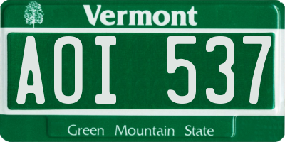 VT license plate AOI537