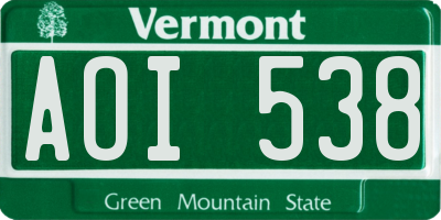 VT license plate AOI538