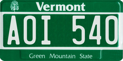 VT license plate AOI540