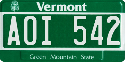 VT license plate AOI542