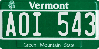 VT license plate AOI543