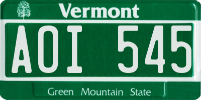 VT license plate AOI545