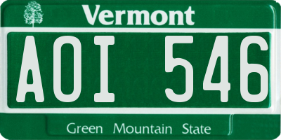 VT license plate AOI546