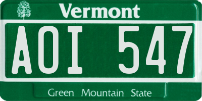 VT license plate AOI547