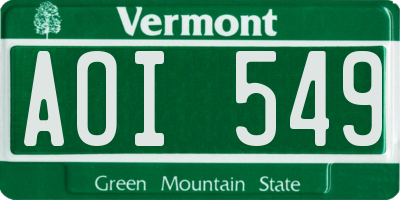 VT license plate AOI549