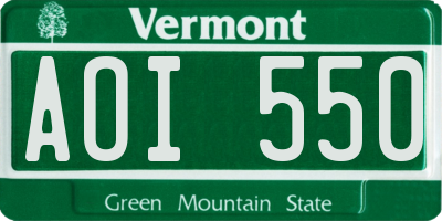 VT license plate AOI550