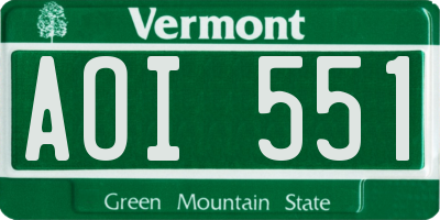 VT license plate AOI551