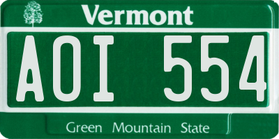 VT license plate AOI554