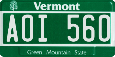 VT license plate AOI560