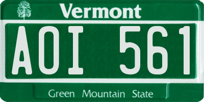 VT license plate AOI561