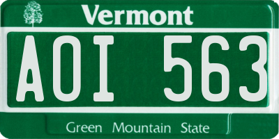 VT license plate AOI563