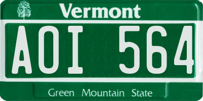 VT license plate AOI564