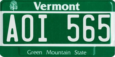 VT license plate AOI565
