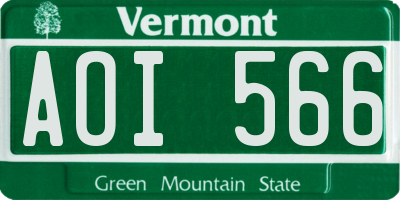 VT license plate AOI566