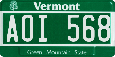 VT license plate AOI568