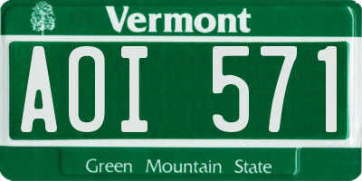 VT license plate AOI571