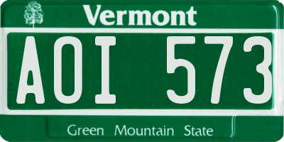 VT license plate AOI573