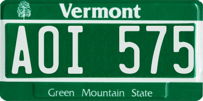 VT license plate AOI575