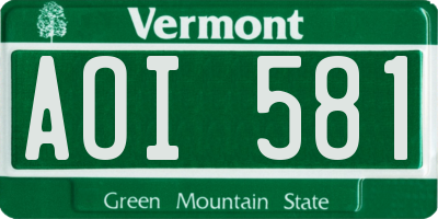 VT license plate AOI581