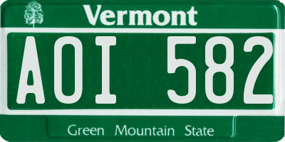 VT license plate AOI582