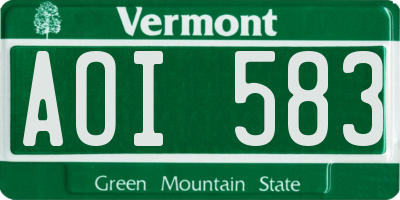 VT license plate AOI583